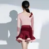 Bühnenkleidung 2024 Frühling und Herbst Latin Dance Rosa Kleidung Kinder Weibliche Trainingskleid Mädchen Leistung