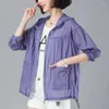 Vestes Femmes Summer Sun Protection Vêtements Femmes Coréen Casual Loose Coupe-vent Sweat à capuche Zipper Up Manteau Outdoor Light Sunscreen Veste