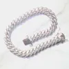 Real Sier S VVS Moissanite 2Rows Cuban Chain Armband Halsband för repmens