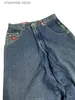 メンズジーンズレトロジーンズJNCOS Y2Kパンツバギージーンズ男性用貨物衣類ロパメンズジーンズカーゴパンツメンY2KワイドレッグストリートウェアT240227