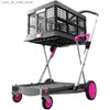 Köpsvagnar Multi Purpose foldble Handcart Mobile Foldbar Handcart Shopping vagn med förvaringslåda gratis leveranshjul Family Garden Q240227