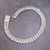 Anpassad 22mm bredd Mens Link s Sier med isad VVS Moissanite White Gold Plated Baguette Cuban Chain