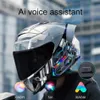 Y20 max capacete de motocicleta, fone de ouvido bluetooth, intercomunicador com mistura v5.3 ipx6 à prova d'água rgb, efeito de luz colorido, bateria de 1000mah