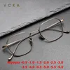 Güneş gözlükleri vcka vintage saf ultralight titanyum miyopi gözlükler çerçeve erkekler reçeteli optik gözlükler kadın gözlükler -0.50 ila -10