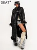 Women's Fur Fashion Faux Coat Lapel Plush Splicing Adjustable Straps Long Sleeve Thick Overcoat Winter 2024 7AB477H