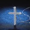 Bijoux en gros plaqué or blanc 925 argent sterling pendentif croix religieuse collier de diamant moissanite 1.6CT cadeau pour femme