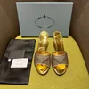 Strass acolchoado chinelos de cetim polido slides sandálias de verão sapatos stiletto sandália mulheres designer de luxo slide chinelo tamanhos 35-42