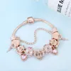 Classic Rose Gold Bracelet Brand Designer Diy Crystal Ferris Wheel Beaded Bracelet Fashion Style Heart Pendant Gift Bracelet Wholesale Jewelry