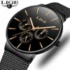 Mens Watches Lige Top Brand Luxury Waterproof Ultra Thin Date Clock Male Steel Strap Casual Quartz Watch Men Sports Wrist Watch Y13153