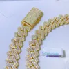 Pass Tester Miami Men Bling Gold Plated Necklace Iced Out Diamond Cuban Link Chain