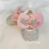 Outdoor Dollbling Pink Fluffy Silver Wing Baby Shoes 1st Birthday Shabby Rose Flower Unique Keepsakes Newborn Gift Photography Shoes