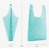 Fashion square green shopping bag Japan square printed Oxford cloth folding shopping bag