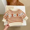 Clothing Sets 7608 Baby Knitted Suit 2024 Autumn Winter Striped Bear Boy's Sweater Trousers Casual Girl's Two Piece