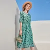 Casual Dresses Star Print Geen Silk Floral Maxi Dress Women Femme 2024 Summer Long Work Boho Beach Office Sexy Party Luxury Plus Size