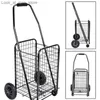 Köpsvagnar Portable Folding Cart Light Market Trolley 18L stor kapacitet Gratis installation 4-hjul Q240227