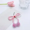 Porte-clés doux nœud papillon en peluche boule pendentif à breloque chaîne sangles de téléphone poche porte-clés sangle suspendue décoration pour clés sac sac à main