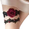Garters 2Pcs/Set Women Bride Thigh Rings Cloth Rose Flower Lace Embroidery For Rhineston