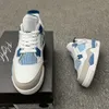 4s Frozen Moments Basketball Shoes 4S White Thunder Military Blue Black Cat Canvas University Blue Men Women Trainers Outdoor Sports with box