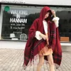 Scarves Winter Cloak Women Soft Cashmere-Like Print Cardigan Capes Coat Ponchos Mujer Elegant Blanket Female Shawl1240r