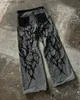 Jeans pour hommes Pantalon de nouveau Style américain taille haute marque à la mode surdimensionné jean hommes Y2K gothique Punk rétro lâche droit pantalon large hommes T240227