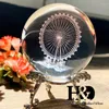 Estatuetas decorativas hd 6cm 3d bola de cristal gravada a laser roda gigante esfera de vidro em miniatura acessórios de decoração para casa ornamento presente para meninas