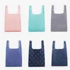 Fashion square green shopping bag Japan square printed Oxford cloth folding shopping bag