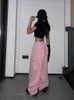 Houzhou Y2K Pink Cargo Spods Spods Ogółe Hip Hop joggingowe preski egirl 90s estetyczne vintage szerokie spodnie nogi żeńskie 240222