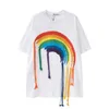 High Street Fashion Personality Simple Rainbow Digital Print Designer Tassel Comfortabele decoratief niche korte mouwen T-shirt