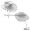 قبعات الحفلات القبعات الغربية رعاة البقر القبعات العادية مع إغلاق PL-ON القابل للتعديل DSTRING لمرحلة حفل زفاف حفل الأزياء DROP DE DHYSX