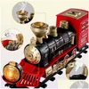 Electric/Rc Track Engine Cargo Car And Long Tracks Electric Toy Train Set With Steam Locomotive Battery Operated Play Toys Smoke Lig Dhh3E