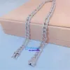 Fin hiphop smycken halsband sterling sier 13mm vvs d färg isad ut hiphop moissanite figaro kedja