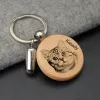 Kedjor Personlig husdjursporträtt nyckelring Anpassad fotonamn Cremation Urn Keychain Pet Ashes Keyring For Dog Cat Pet Pet Loss Memory Gift