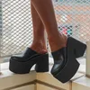 Sandales à plateforme à fond épais, pantoufles noires, grande taille 35-43, talons hauts pour femmes, vêtements d'été