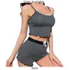 Vêtements de nuit pour femmes Lingerie pour dames Femmes douces Pyjamas Jarretelles Shorts Ensemble Lettre Stripe Imprimé Confortable Halter Top Sous-vêtements