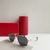 Ny modedesign polygonform pilot solglasögon 0426s metallram rimlös lins enkel och populär stil mångsidig UV400 skyddande glasögon