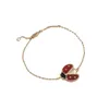 Designer di gioielli Bracciale di lusso Catena a maglie Bracciale con trifoglio Vanca Bracciale femminile con coccinella naturale a cinque fiori Bracciale femminile in oro spesso oro rosa dal vivo