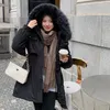 Women's Trench Coats 2024 Women Winter Jacket Long Coat Fur Collar Hooded Down Parka Overcoat Warm Thick Cotton Wadded Outwear