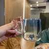 ワイングラス400ml 13オンス色の3Dピンクブルーハートガラスビルドインコーヒーミルクドリンクマグカップ