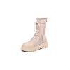 Bottes QPLYXCO Designer Femmes Chaussures 2024 Véritable Cuir Mesh Zip Printemps Été Épais Fond Plate-Forme Size34-43 K28