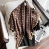 Halsdukar Silk Scarf Women Fashion Letter Logo Satin Shawl Big Size 90*90cm Square Hair / Head Bandana Hijab Handkakor