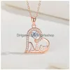 Kolye Kolyeleri Anne Kolyeler% 100 S925 Sterling Sier Luxury Crystal Rhinestone Love Love Heart Mektup Kolye Bağlantı Zinciri Beyaz Gül DH1LR