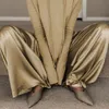 Yeezzi Primavera Otoño Manga larga Cordón Con capucha Color sólido Sudaderas con capucha Pantalones de pierna ancha de cintura alta Conjunto de dos piezas para mujeres 240227