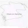 Hänge halsband Pearl Leaf Pendants Halsband för kvinnor Fina smycken mode Sier Plating Lady Party Dress Charms Infinity Chain Cho Dhjpd