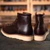 Botas artesanais vintage lace-up plataforma de couro genuíno homens anel preto vermelho tornozelo vestido trabalho casual motocicleta