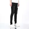 デザイナーメンズジーンズラグジュアリーブランドパープルマンパープルブランドハイストリートトレンディブランドPur New Black Distristed Patched Jeans for Men