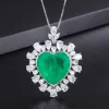 Colliers Kqdance Big Lab Lab Emerald Paraiba Tourmaline Pariba Green Gemles Diamond Fleur coeur Collier Pendard Bijoux de mariage