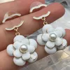 Star Heart Designer Studs Pearl Diamond Earrings Varumärke Brev Blomma örhänge High-End 925 Silver Copper Earring Fashion Women Wedding Jewelry Birthday Present