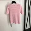 2024 a nova moda feminina do óleo do sul com pequenos botões perfumados rosa de alta qualidade cor listrado camisola de manga curta