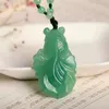 Anhänger Natürliche grüne Jade Goldfisch Anhänger Perlen Halskette Frauen Edlen Schmuck Jade Fisch Charms Pullover Kette Für Freundin Mama Geschenke