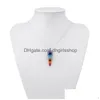 Colliers pendentifs Rainbow Chakra Pierre Pendentif Colliers Naturel Quartz Reiki Guérison Cristal Pierres Précieuses Bijoux Cadeau Pour Femmes Hexagone Dhwdp